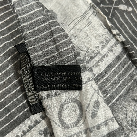 Franco Ferrari Cotton Silk Nautical  Grey White Scarf Made In Italy - Picture 17 of 17